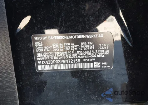 2023 BMW X3 Sdrive30I from USA, damaged, VIN 5UX43DP03P9N72156